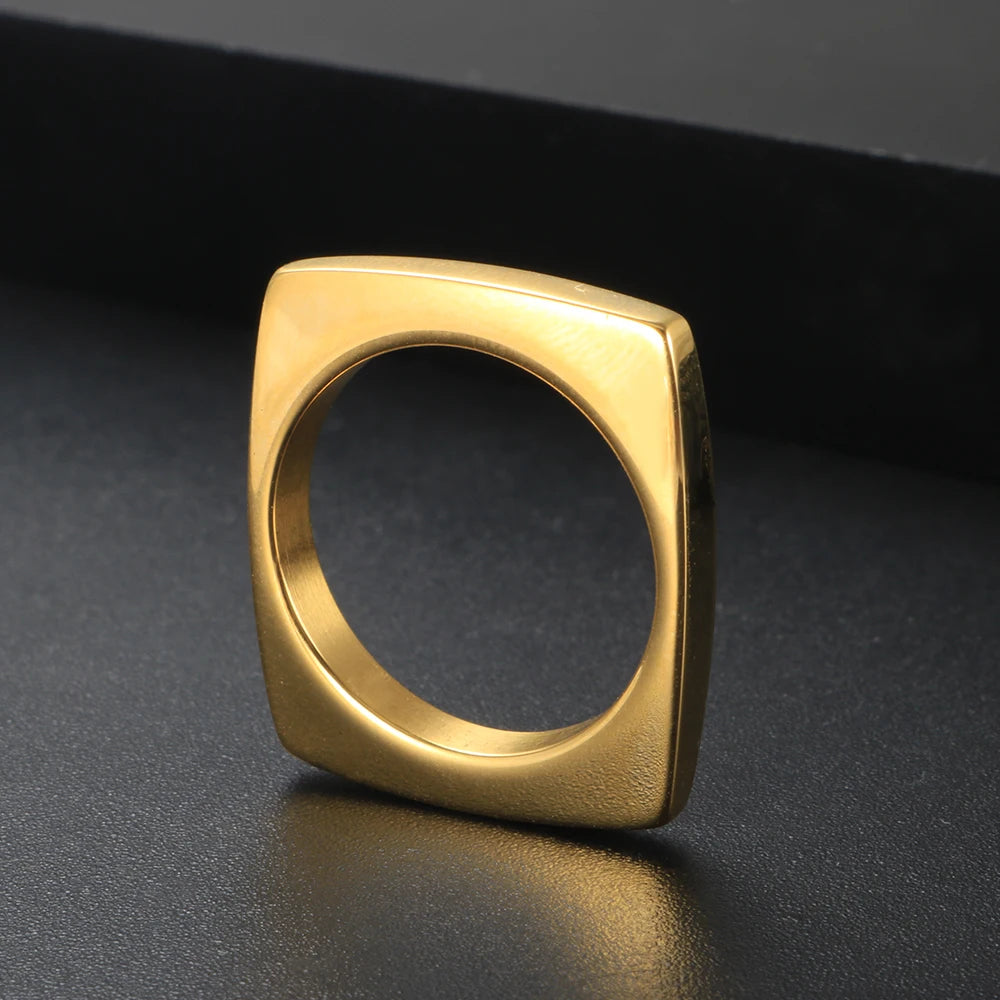 Punk Stainless Steel Ring Vintage Geometric Irregular Square Quadrilateral Fashion Knuckle Rings For Men Women Jewelery