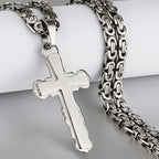 Catholic Bible Cross Byzantine Chain Necklace — Stainless Steel