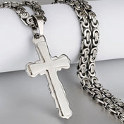 Catholic Bible Cross Byzantine Chain Necklace — Stainless Steel