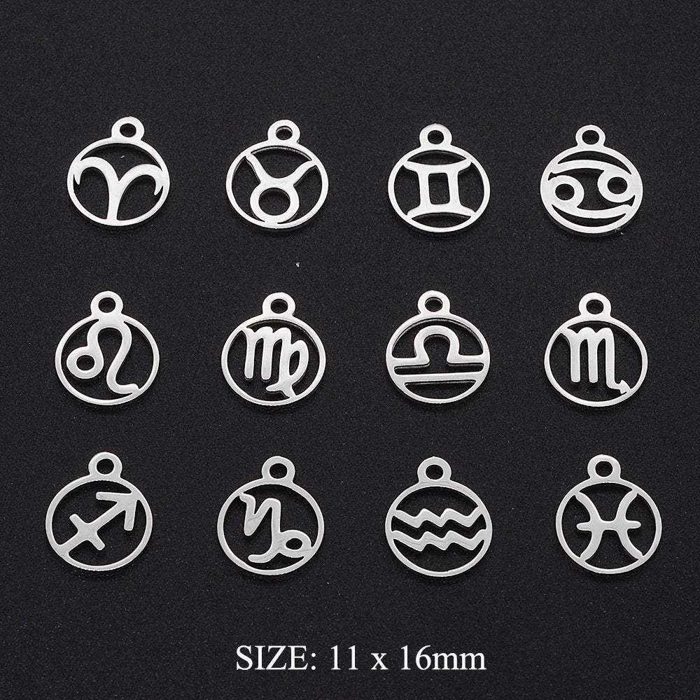 Zodiac Sign Charm Earrings Set — Stainless Steel