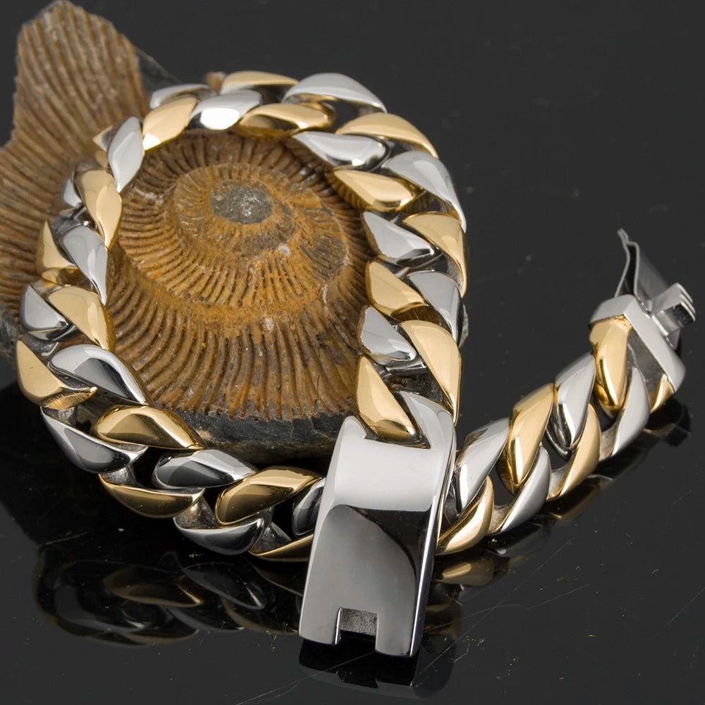Luxury Gold Color Bracelet Man Friendship Men's Bracelets & Bangles In Metal Stainless Steel On Hand Jewelry Gifts For