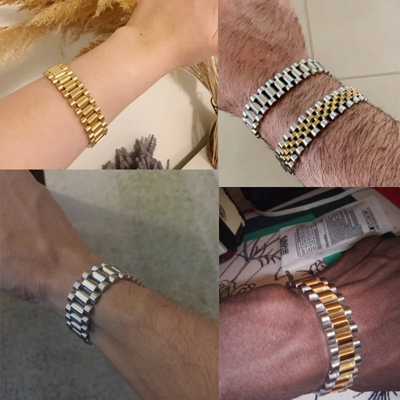 316L Stainless Steel Bracelet For Man Women 15MM Wide Link Watch Chain Men's Bracelets Necklaces Mannen Armband Hand