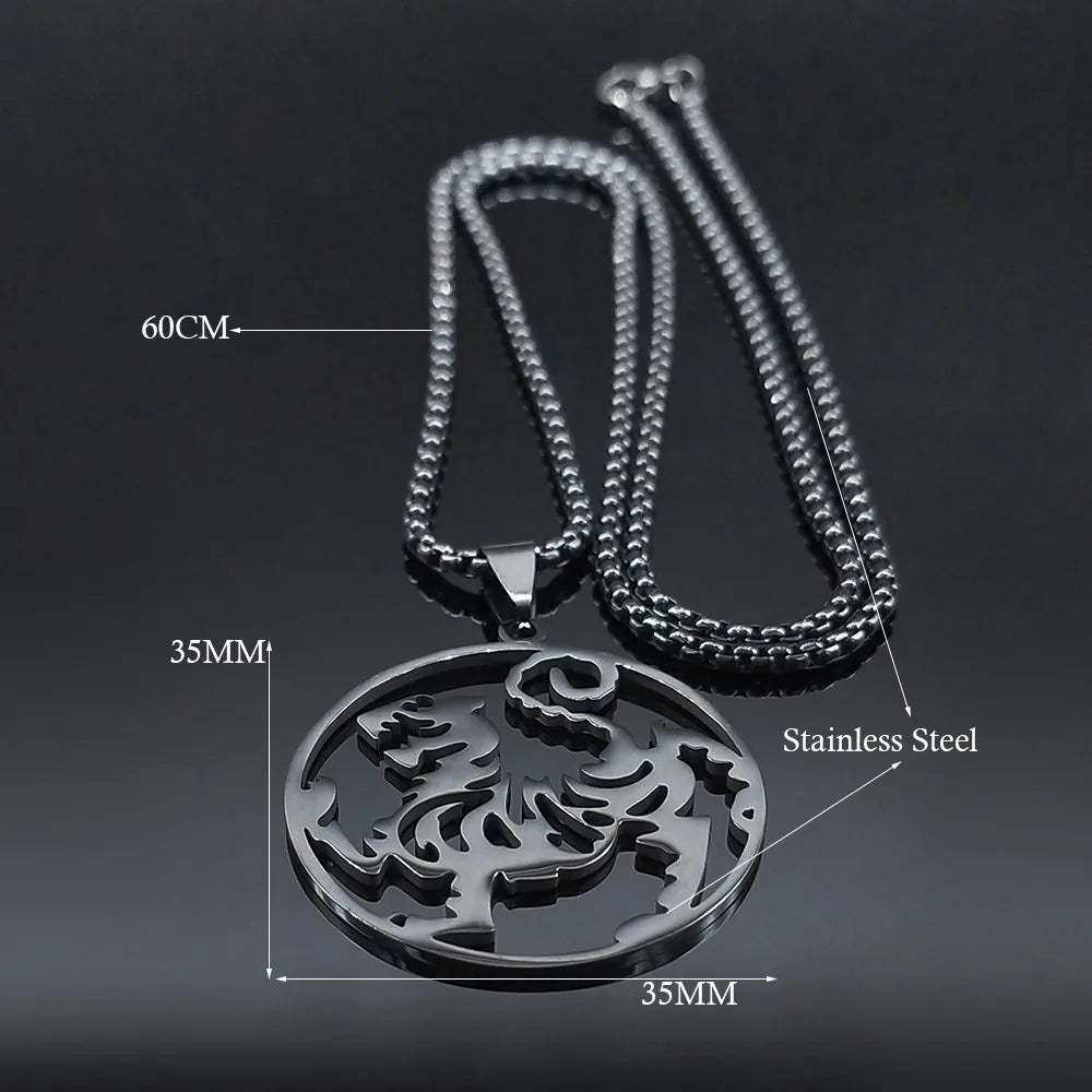 Karate Symbol Pendant Necklace — Stainless Steel