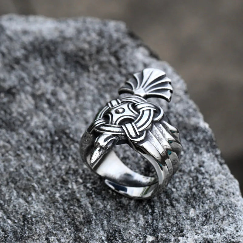 BEIER Stainless steel Thor Hammer Viking Amulet Viking Raven Ring Scandinavian Jewelry man Ring BR8-296