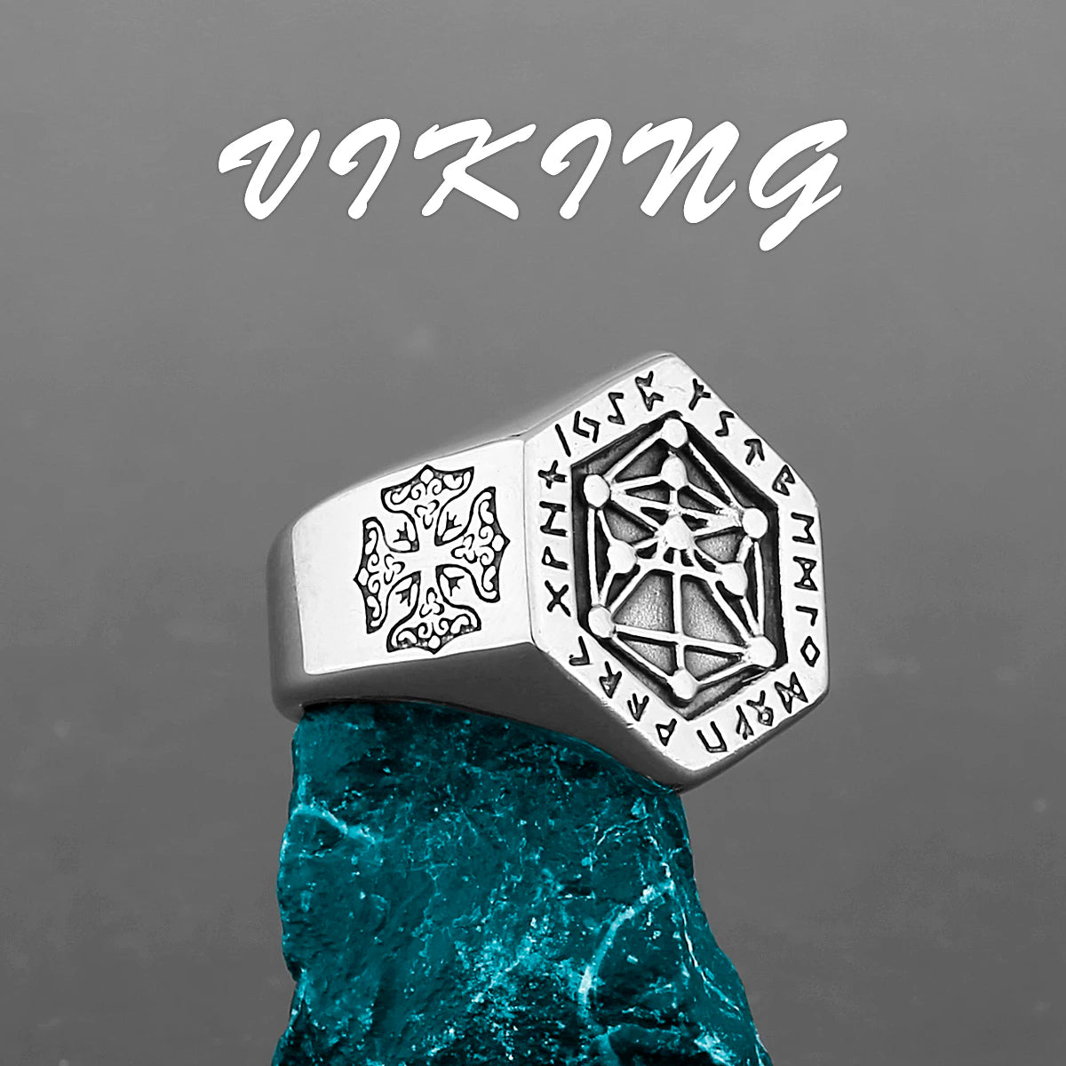 Nordic Viking Stainless Steel Ring Anchor Compass Tree of Life Viking Rune Wolf Men and Women Ring Jewelry Factory Wholesale