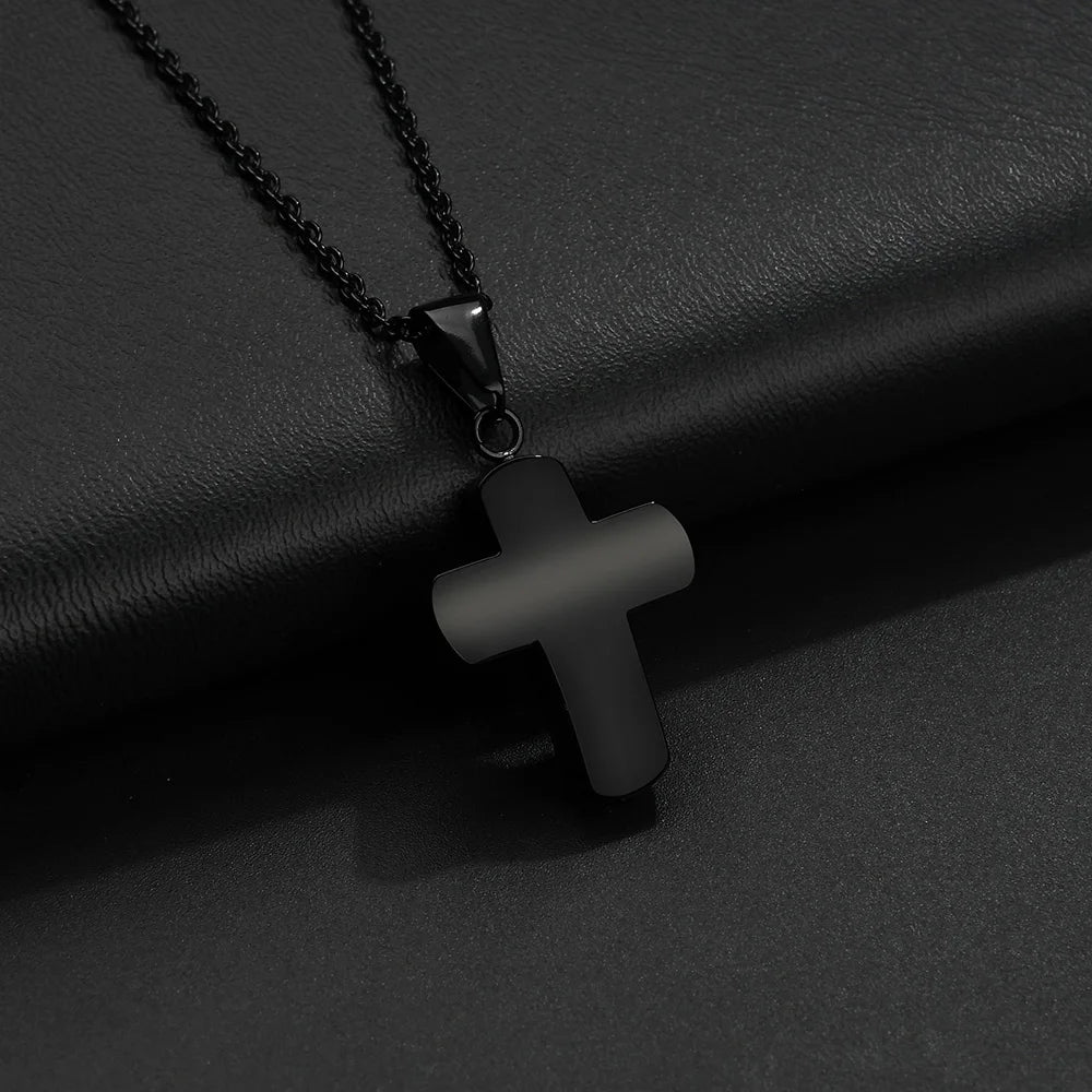 Simple Cross Necklace For Women Men Stainless Steel Chains Religion Cross Pendants Prayer Gifts with 50cm Chain