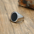 12.5mm Black Square Signet Ring — Stainless Steel