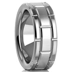8mm Fashion Brushed Black Ring Simple Stripe Stainless Steel Ring Men Wedding Band