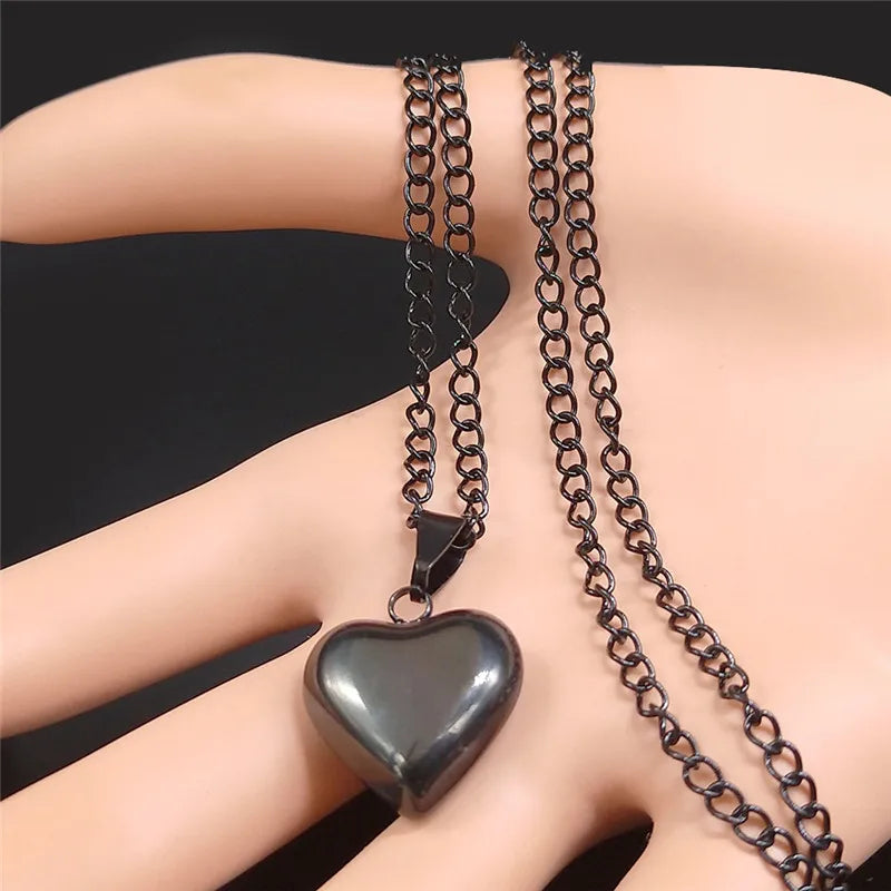 Gothic Heart Star Pendant Necklace — Stainless Steel
