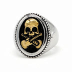 Cool Guitar Skull Ring Gold/Silver Color Stainless Steel Biker Skull Ring Men Punk Rock Signet Ring Jewelry Party Best Gift