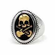 Cool Guitar Skull Ring Gold/Silver Color Stainless Steel Biker Skull Ring Men Punk Rock Signet Ring Jewelry Party Best Gift