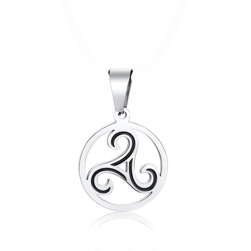 Triskelion Triple Spiral Pendant — Stainless