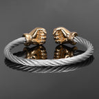 Fist Open Cuff Bangle Elastic Bracelet for Men — Two-Tone
