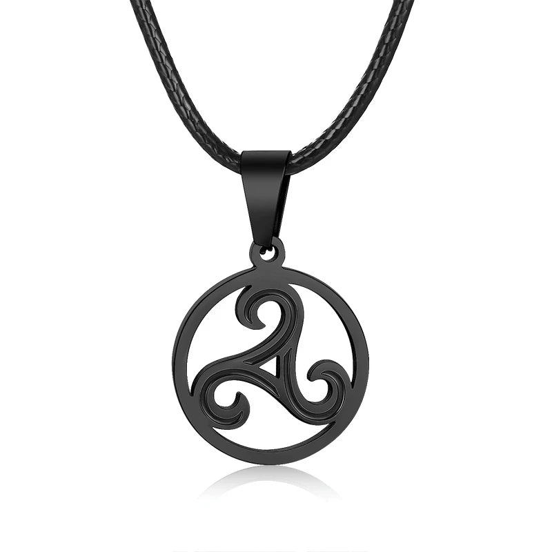 Triskelion Triple Spiral Pendant — Stainless