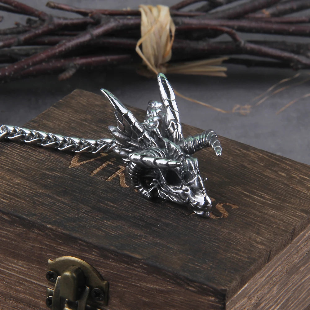 Dragon Skull Stainless Steel Pendant Necklace
