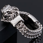 Lion Head Metal Bracelet Man 12MM Wide 316L Stainless Steel Snake Link Chain Men‘s Charm Bracelets On Hand Bands Strap
