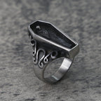 Unique Zombie Vampire Skull Biker Men's Ring Black Stainless Steel Punk Coffin Rings For Men Gothic Ring Wholesale Jewelry Gift