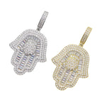 New Hamsa Hand Pendant Necklace 5mm Tennis Chain Hip Hop Iced Out Cubic Zirconia Sliver Color 5A CZ Stone Charm Jewelry