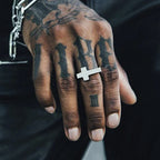 Cross Two-Tone Ring — Stainless Steel