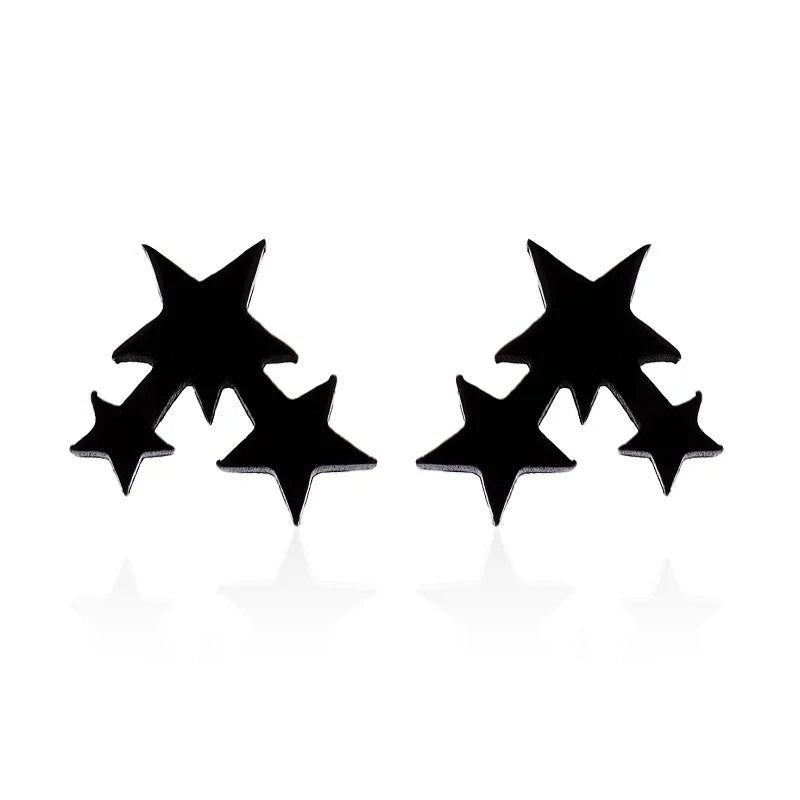 Punk Open Star Stud Earrings Everyday Wear — Stainless Steel