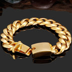 Polished Gold Color Bracelet For Man In Stainless Steel Mannen Armband Boys Hand Bracelets Massive Men's Jewelry