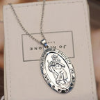 Trendy St. Christopher Pattern Oval Pendant Necklace Women's Necklace Fashion Clavicle Chain Pendant Accessories Party