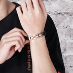 Friendship Man Bracelets Stainless Steel Braided Genuine Leather Wristband Boys Cuff Bracelet Men Jewellery Gifts For