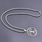 Long Chain Around Neck Necklaces For Women Men Accessories Stainless Steel Pendant Necklace Tree Of Life Charm Male Jewelry Gift