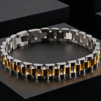 10MM Wide Watch Strap Chain Bracelet Men Luxury Gold Color Stainless Steel Bracelets For Women Finger Ring Men's Single