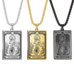 Dawapara Skeleton Tarot Necklace Amulet Marigold Tarot Card Major Arcana Necklaces Halloween Gift Stainless Steel
