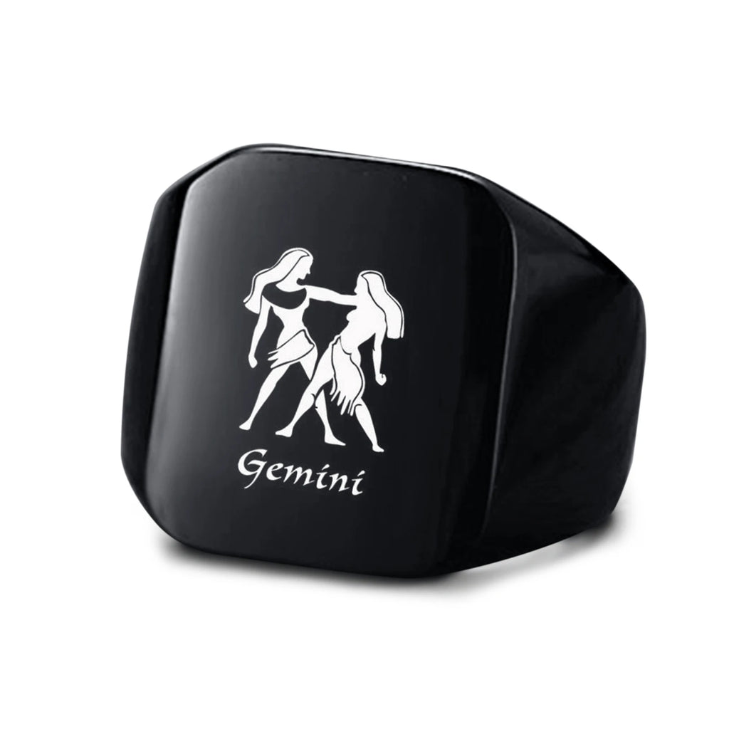 Vnox 18mm Signet Ring For Men Women, The Zodiac 12 Horoscope Constellation Sign Finger Band, Stainless Steel Aries Punk