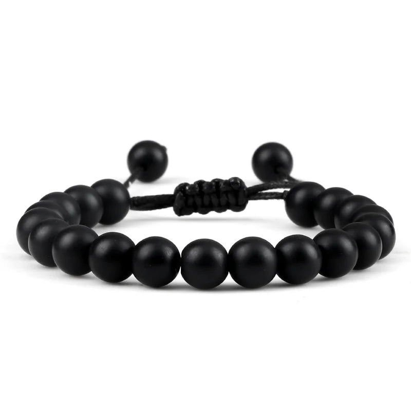 Beads Bracelet Adjustable 8mm Black Onyx Lava Tiger Eye Natural Stone Men Bracelets Healing Yoga Jewelry Gift for Women