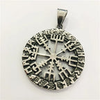 Norse Vikings Pendant Stainless Steel Vegvisir Compass Nordic Runes Odin Men Women Necklace Gift