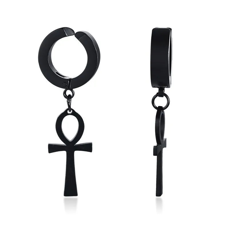 Cross Mini Huggie Hoop Earring — Stainless Steel