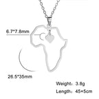 My Shape Africa Map Necklaces for Women Men Stainless Steel South African Map Pendant Chain Choker Hollow Map African