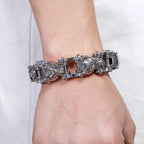 Rock and Roll Men's Bracelet Heavy And Study 20MM Bike Chain Wolf Head Bracelets For Man Massive Male Biker Jewelry