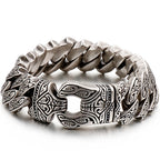 Heavy 316L Stainless Steel Men's Bracelet Vintage Pattern Link Chain Hand Bracelets for Man Massive Male Jewelry