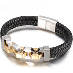 Friendship Man Bracelets Stainless Steel Braided Genuine Leather Wristband Boys Cuff Bracelet Men Jewellery Gifts For