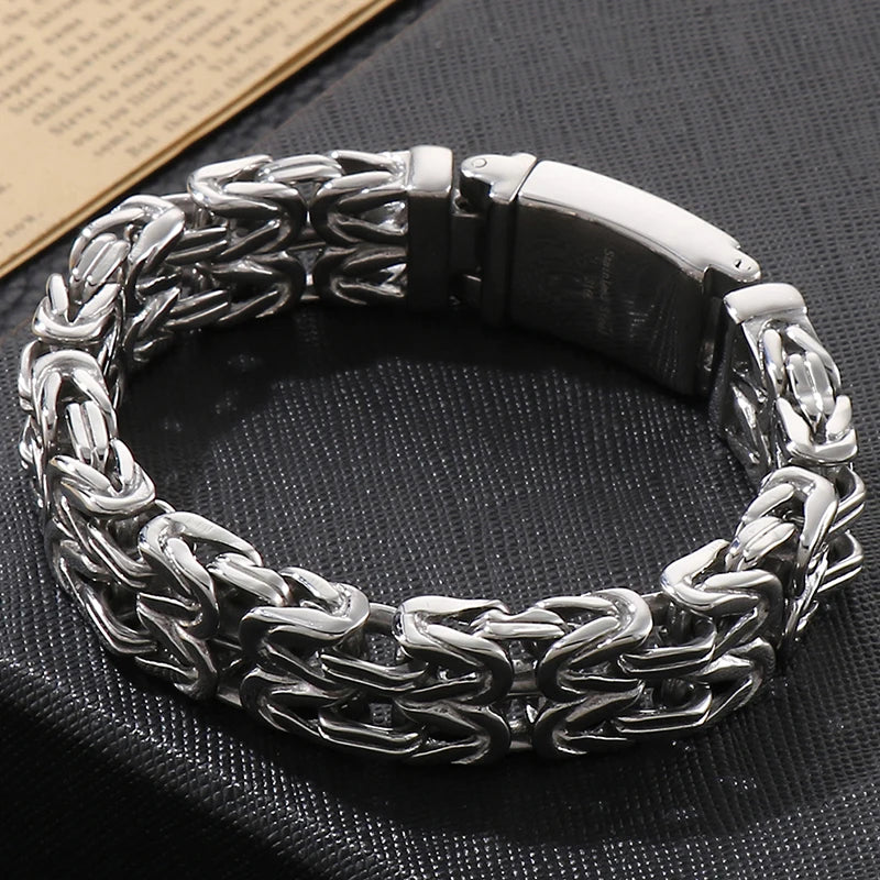 Waterproof Gold Color Bracelet for Man 316L Stainless Steel Double Row V Chain Men's Hand Wrist Bracelets Jewelry Gifts