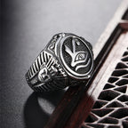 Ancient Egyptian Eye of Horus Signet Ring — Stainless Steel