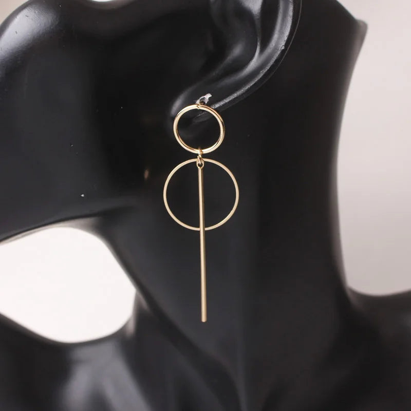 Hollow Geometric Drop Earrings — Stainless Steel