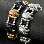 Punk Man Bracelet Skull 21MM Cycling Bicycle Link Chain Men's Bracelets Solid Stainless Steel Gothic Biker Jewelry