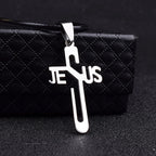 Jesus Cross Pendants & Necklaces Men Stainless Steel Never Fade Pendants Rope Chain Religious Necklaces Women Christian