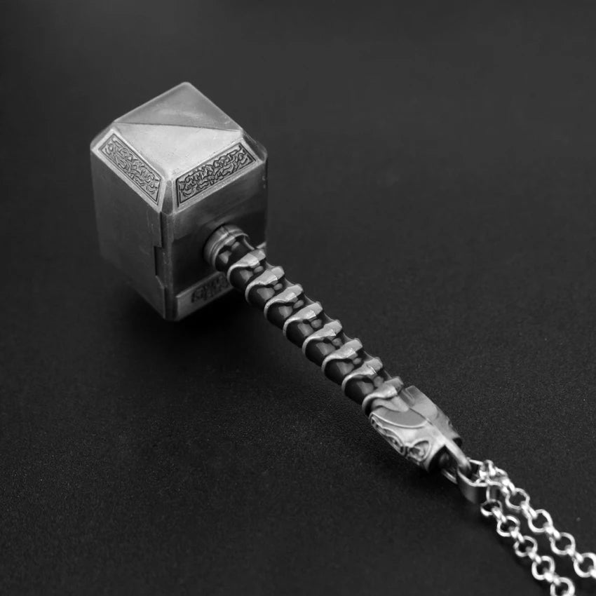 Superhero Thor Necklace Thor's Hammer Mjolnir Pendant Neck Chain Men's Trend Accessories