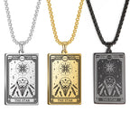 Dawapara Skeleton Tarot Necklace Amulet Marigold Tarot Card Major Arcana Necklaces Halloween Gift Stainless Steel