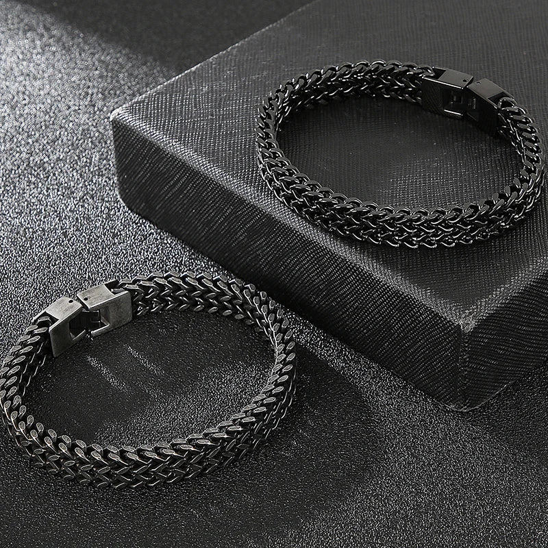 9/10MM Franco Link Curb Chain Man Bracelet Gold Color Stainless Steel Men's On Hand Bracelets Mannen Armband Jewelry