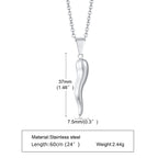 Italian Horn Charm Pendant Necklace — Stainless Steel