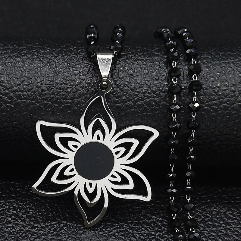 Flower Gold Pendant Necklace — Stainless Steel