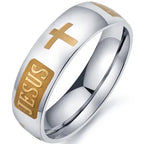 English Titanium Steel Christian Cross Bible Ring for Men and Women Personalized Ring Customize Ring Engraved Ring