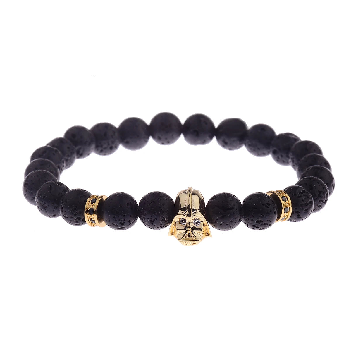 Charm Mens CZ Beaded Bracelets 8mm Bright Black Lava Stone Bracelets Homme Black Matte Bracelets For Women Dropshipping
